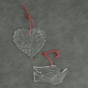 Vintage Princess House Lead Crystal Heart and Dove Ornaments